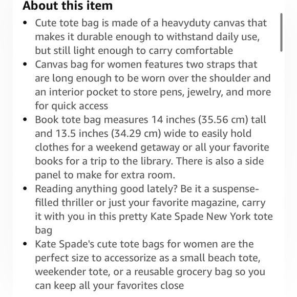 Kate Spade Cute Canvas Tote Bag for Women with Red 'Lucky' Print NEW - Picture 3 of 4